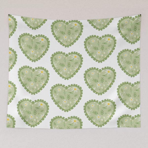 Item preview, Sage green floral heart with green frilly border  designed and sold by priyankajustine.