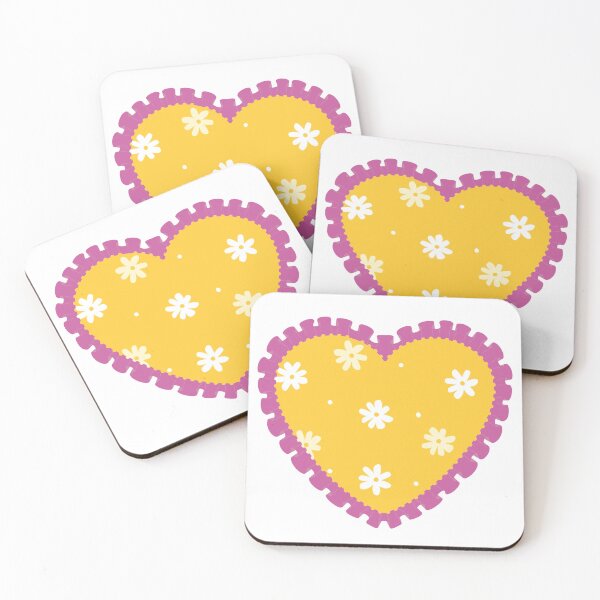 Item preview, Yellow Floral heart with pink frilly border  designed and sold by priyankajustine.