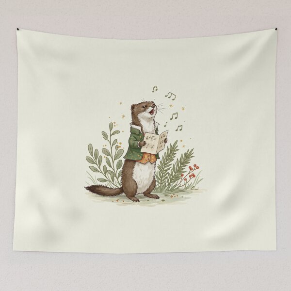 Item preview, Festive Weasel Caroler designed and sold by Pasteltone.