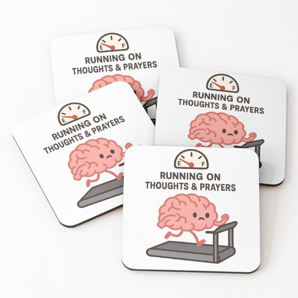 Item preview, Running on Thoughts & Prayers – Exhausted Brain Treadmill designed and sold by PosterFuel.