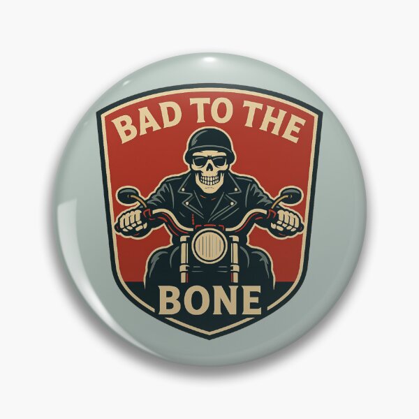 Item preview, Bad to the Bone – Skeleton Biker Badge Design designed and sold by hangmeart.