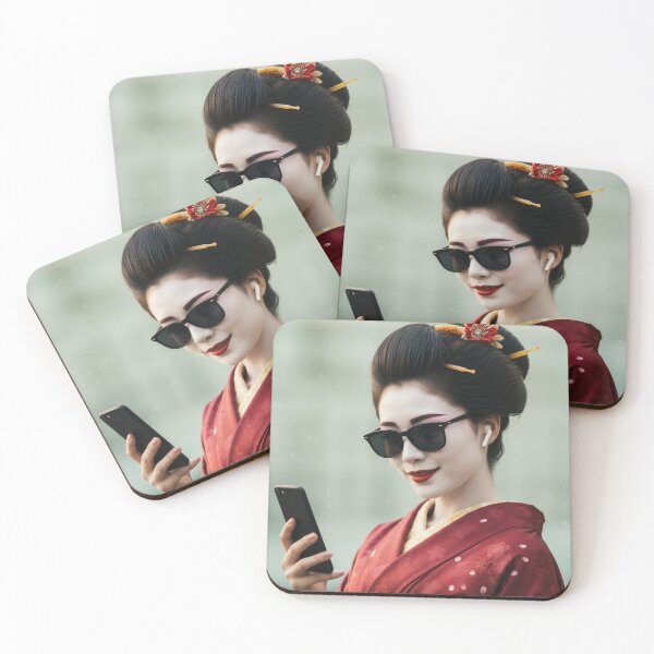 Item preview, Modern Kimono Mashup — Traditional Japanese Kimono with Sunglasses, Smartphone & Earbuds designed and sold by AnTartstudios.