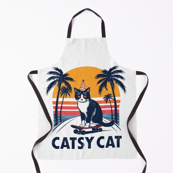 Item preview, Catsy Cat Skater Retro Sunset | Vintage Beach Palm Tree Vibe designed and sold by GenZFashion000.