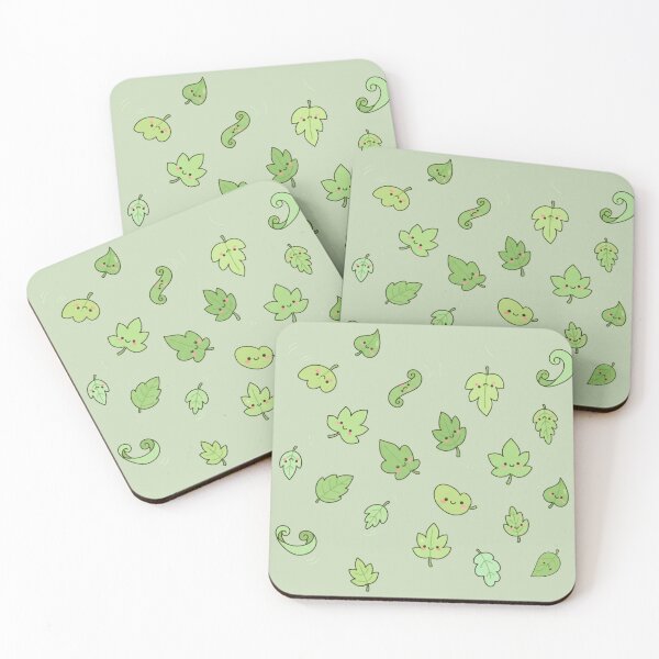 Item preview, Cute Kawaii Leaves Pattern | Happy Green Leaf Illustration designed and sold by Tidarat-27.