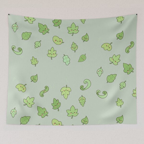 Item preview, Cute Kawaii Leaves Pattern | Happy Green Leaf Illustration designed and sold by Tidarat-27.
