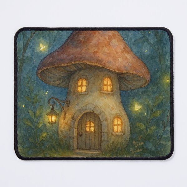 Item preview, Enchanted Mushroom House Fairy Cottage Art designed and sold by MiLaKK.