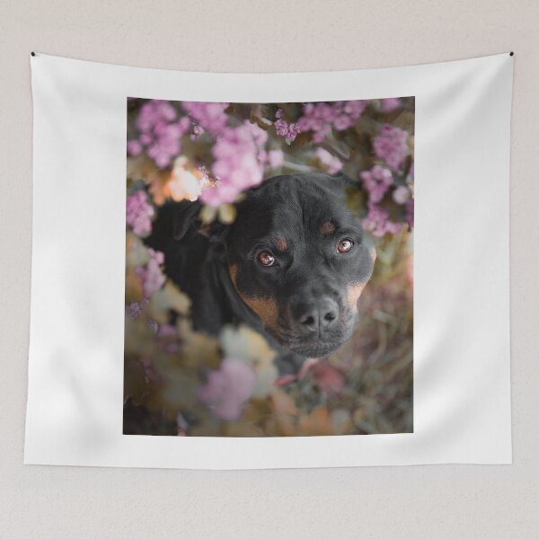Item preview, Lovely Rottweiler Dog Surrounded with Purple Flowers  designed and sold by VanGaldo.