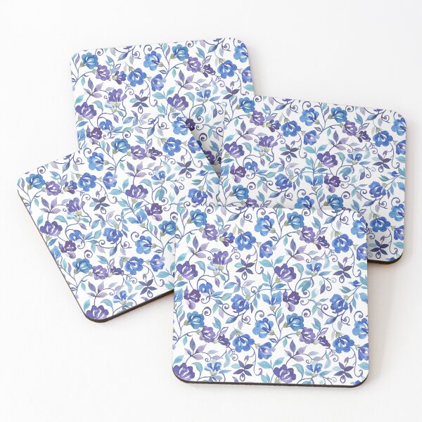Item preview, Vibrant Royal Blue & Purple Watercolor Floral Pattern - Lush Botanical Repeat designed and sold by bloomling.