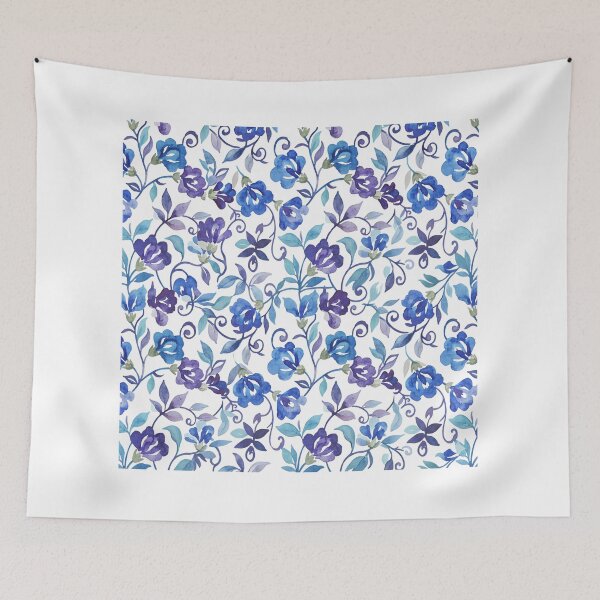 Item preview, Vibrant Royal Blue & Purple Watercolor Floral Pattern - Lush Botanical Repeat designed and sold by bloomling.