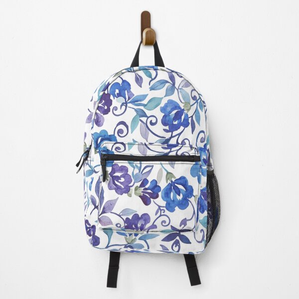 Item preview, Vibrant Royal Blue & Purple Watercolor Floral Pattern - Lush Botanical Repeat designed and sold by bloomling.