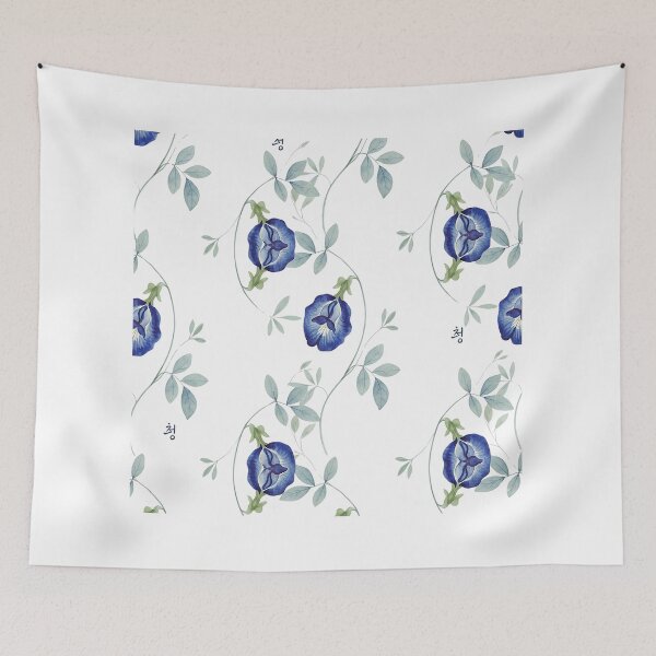 Item preview, Blue Butterfly Pea Flower Seamless Pattern designed and sold by bloomling.