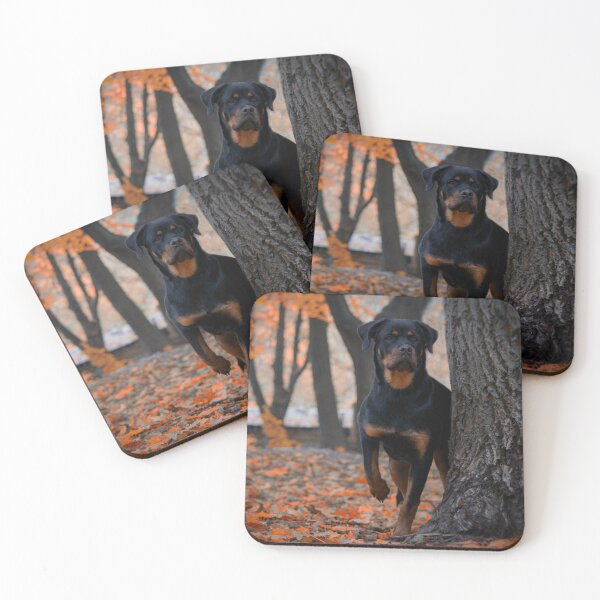 Item preview, Rottweiler Dog Hiding Beside Tree designed and sold by VanGaldo.