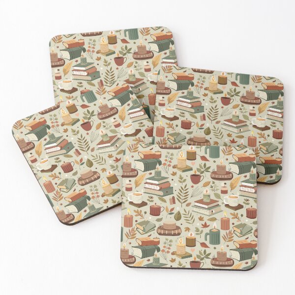 Item preview, A warm and cozy autumnal design with books, leaves and candles designed and sold by Merrylands Artshop.