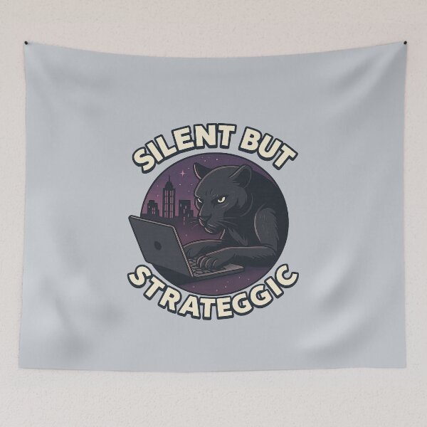 Item preview, Silent But Strategic — Panther Night Productivity Design designed and sold by Modivox.