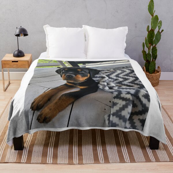 Item preview, Cute Rottweiler Puppy Loves the Blanket designed and sold by VanGaldo.