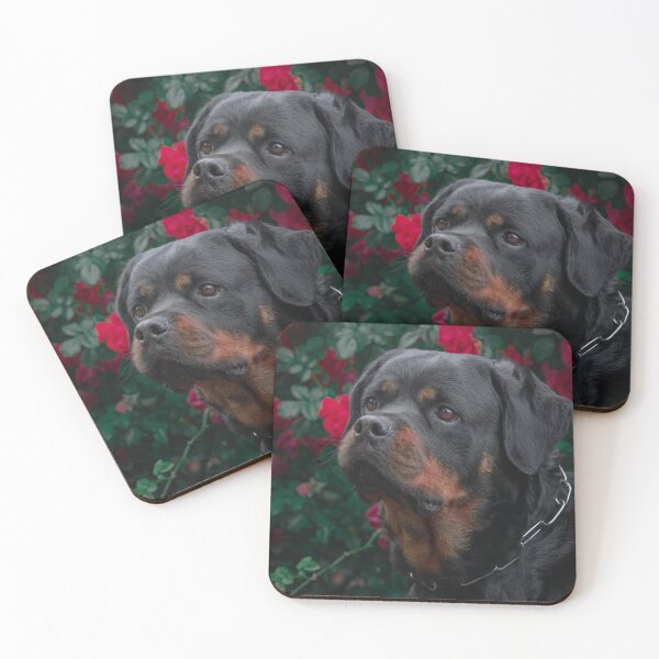 Item preview, Beautiful Rottweiler Dog with Roses Background  designed and sold by VanGaldo.