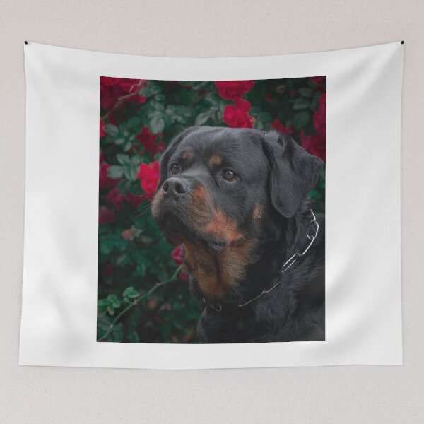 Item preview, Beautiful Rottweiler Dog with Roses Background  designed and sold by VanGaldo.