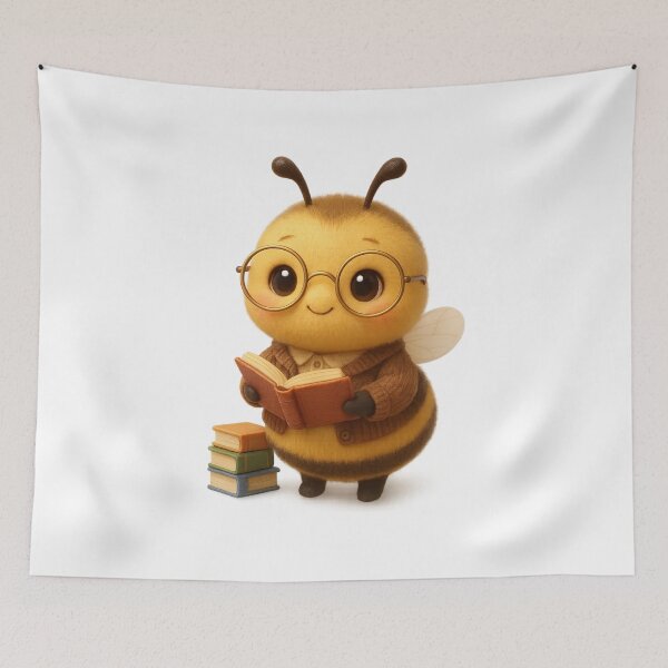 Item preview, Cute Honeybee Librarian with Glasses & Books | Kawaii Animal Art designed and sold by Moons Studio.