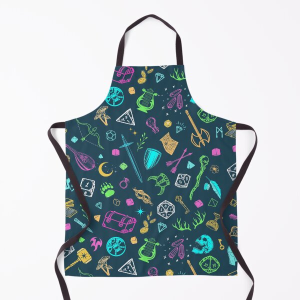 Item preview, DND RPG pattern seamless: dungeons and dragons doodles, d20 Dice and roleplaying medieval gear designed and sold by DungeonAtelier.