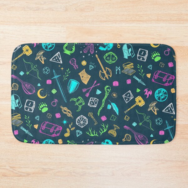 Item preview, DND RPG pattern seamless: dungeons and dragons doodles, d20 Dice and roleplaying medieval gear designed and sold by DungeonAtelier.
