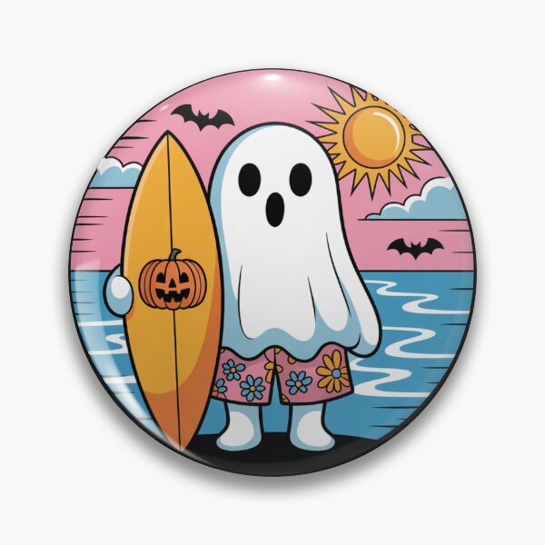 Item preview, Ghost with Surf Vibes | Cute Kawaii Summer Halloween Design designed and sold by ColorSplash123.