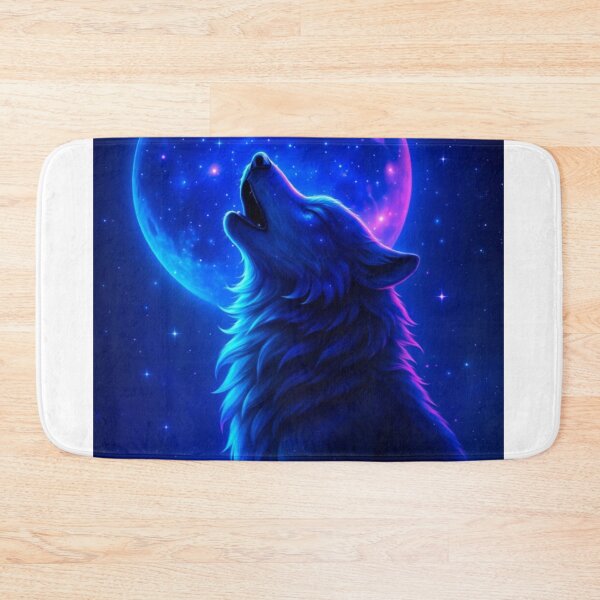 Item preview, Majestic Wolf Howling at Galaxy Moon – Neon Fantasy Design designed and sold by Dezpro.