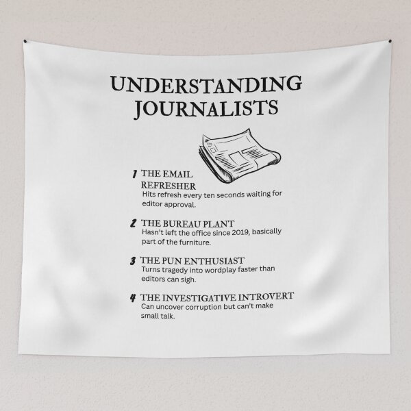 Item preview, Journalist Types Explained – Relatable Press Comedy designed and sold by PsyFlow35.