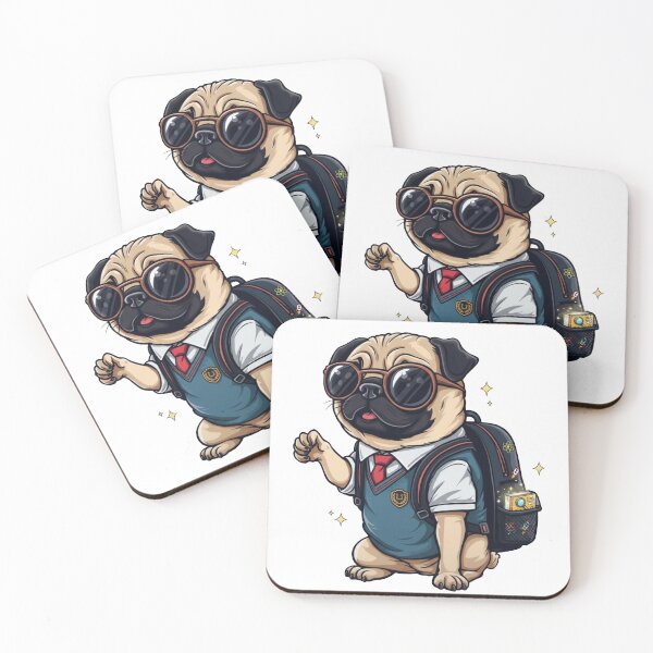 Item preview, Cute Pug in School Uniform with Backpack | Adorable Academic Dog Design designed and sold by hn79.