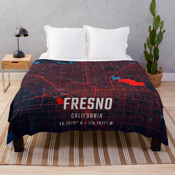 Item preview, Fresno Red & Blue Minimalist Map designed and sold by HomeLivingCo.