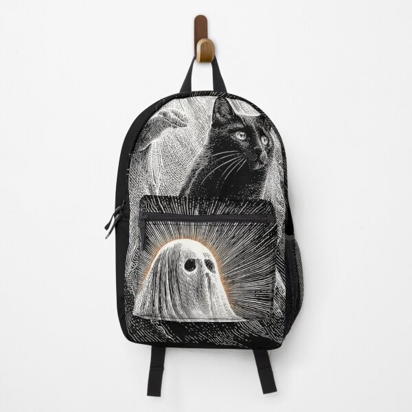 Item preview, Vintage Halloween Ghost & Cat | Black Cat Companion Engraving | Spooky Goth Art designed and sold by CrunchyGoats.