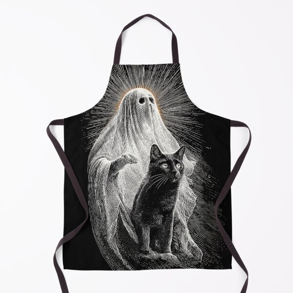 Item preview, Vintage Halloween Ghost & Cat | Black Cat Companion Engraving | Spooky Goth Art designed and sold by CrunchyGoats.