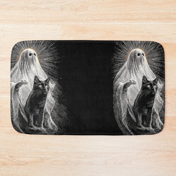 Item preview, Vintage Halloween Ghost & Cat | Black Cat Companion Engraving | Spooky Goth Art designed and sold by CrunchyGoats.
