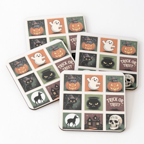 Item preview, Cute Halloween Stamp Sheet Vintage Spooky Design | Pumpkin Ghost Cat Black Dog Stamps  designed and sold by wellie-chic.