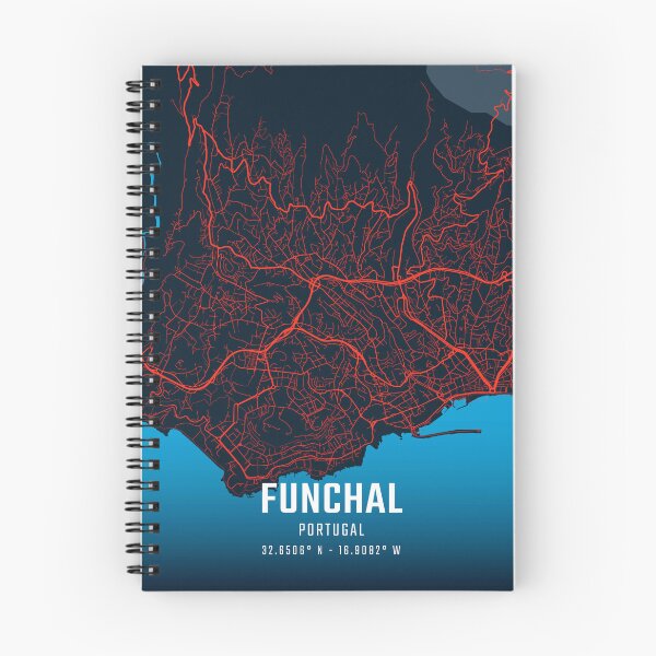 Item preview, Funchal Red & Blue Minimalist Map designed and sold by HomeLivingCo.