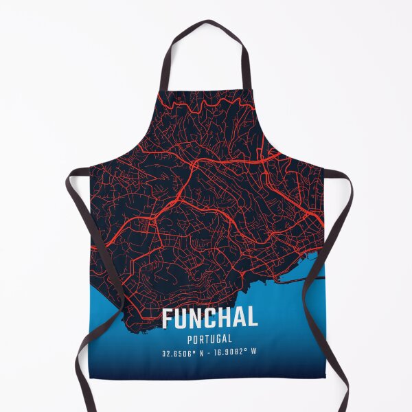 Item preview, Funchal Red & Blue Minimalist Map designed and sold by HomeLivingCo.