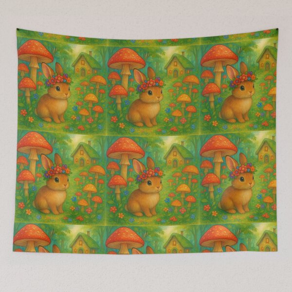 Item preview, Flower Crown Rabbit Cottagecore Forest Art designed and sold by MiLaKK.