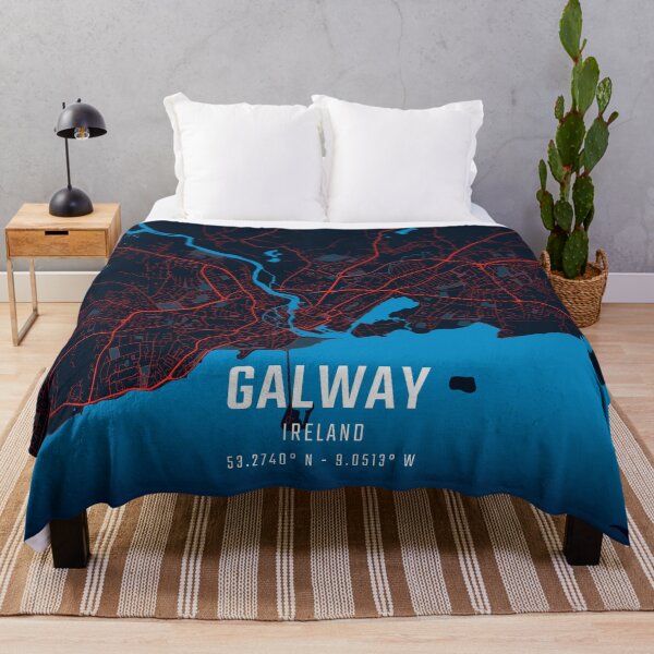 Item preview, Galway Red & Blue Minimalist Map designed and sold by HomeLivingCo.