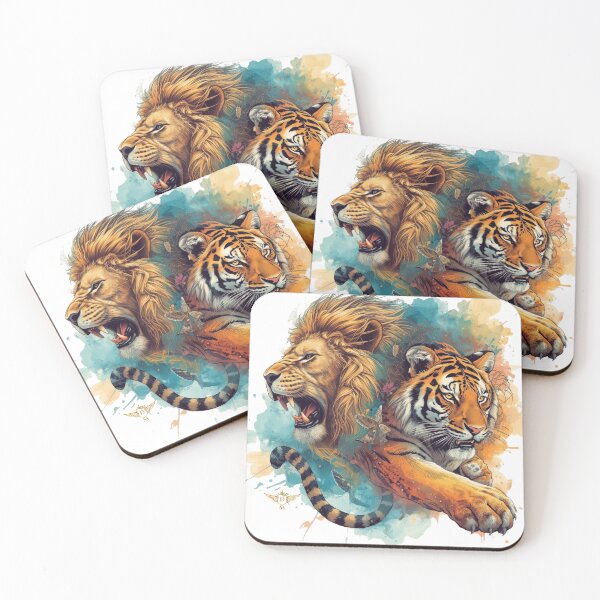 Item preview, Majestic Lion and Tiger in Vibrant Harmony designed and sold by DM.