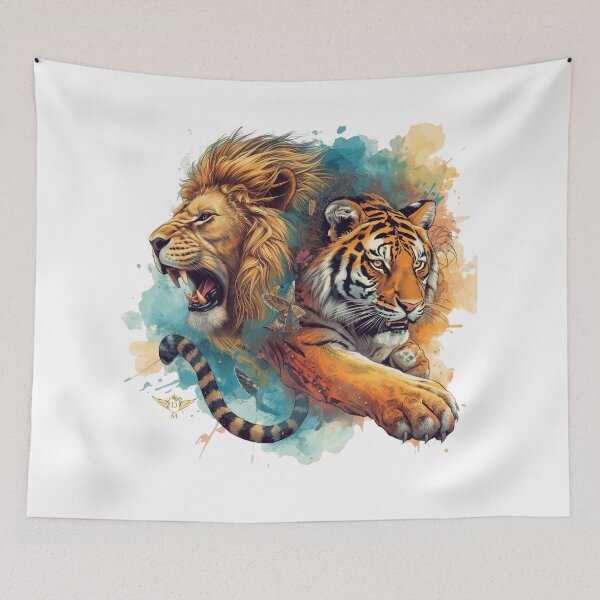 Item preview, Majestic Lion and Tiger in Vibrant Harmony designed and sold by DM.