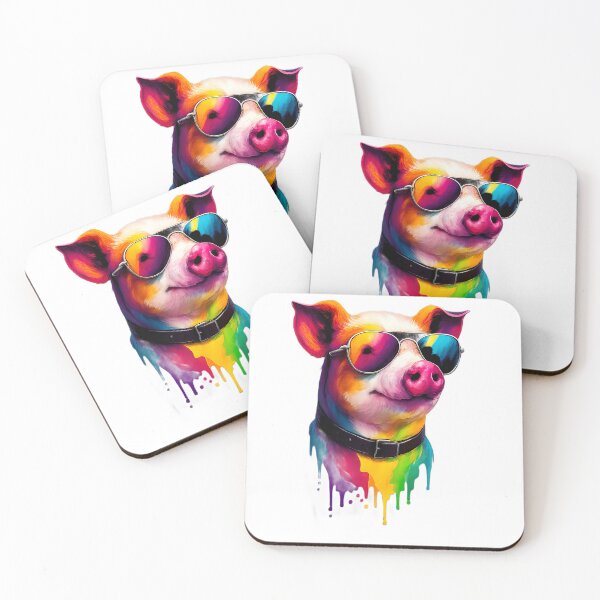 Item preview, Cool Pig with Sunglasses – Colorful Neon Pop Art Animal designed and sold by ArteeInnovation.