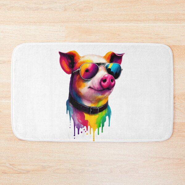Item preview, Cool Pig with Sunglasses – Colorful Neon Pop Art Animal designed and sold by ArteeInnovation.