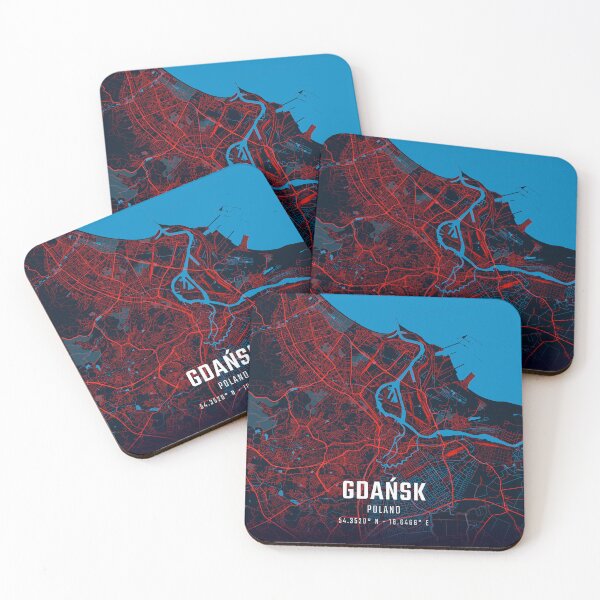 Item preview, Gdańsk Red & Blue Minimalist Map designed and sold by HomeLivingCo.