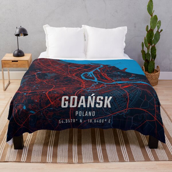 Item preview, Gdańsk Red & Blue Minimalist Map designed and sold by HomeLivingCo.