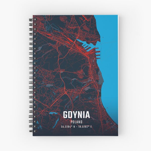Item preview, Gdynia Red & Blue Minimalist Map designed and sold by HomeLivingCo.