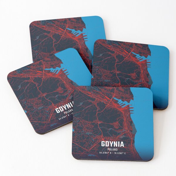 Item preview, Gdynia Red & Blue Minimalist Map designed and sold by HomeLivingCo.
