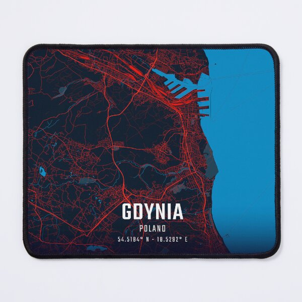 Item preview, Gdynia Red & Blue Minimalist Map designed and sold by HomeLivingCo.