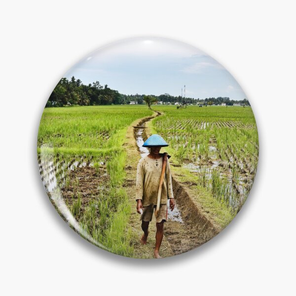 Item preview, Indonesian rural landscape with a farmer walking through flooded rice fields designed and sold by franck380.