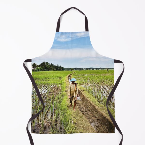 Item preview, Indonesian rural landscape with a farmer walking through flooded rice fields designed and sold by franck380.