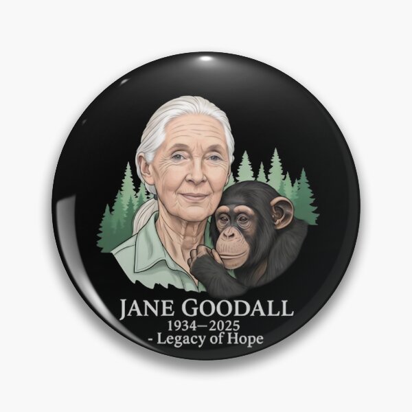 Item preview, Jane Goodall Tribute with Chimpanzee in Forest Art designed and sold by dianadouri.