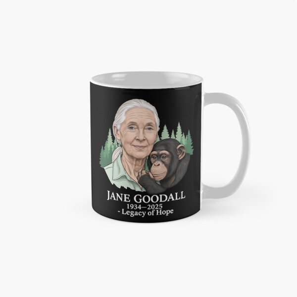 Item preview, Jane Goodall Tribute with Chimpanzee in Forest Art designed and sold by dianadouri.